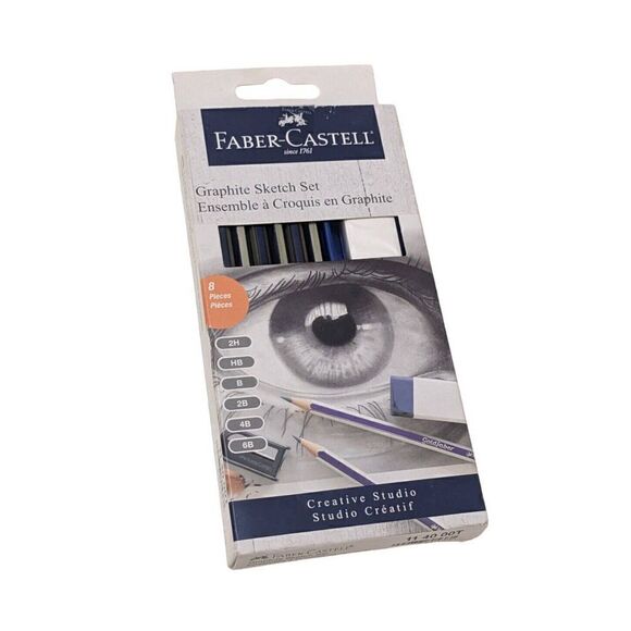 FABER-CASTELL Creative Studio 8 Piece 6 Pencils‎ Graphite Sketch Set - Picture 1 of 2